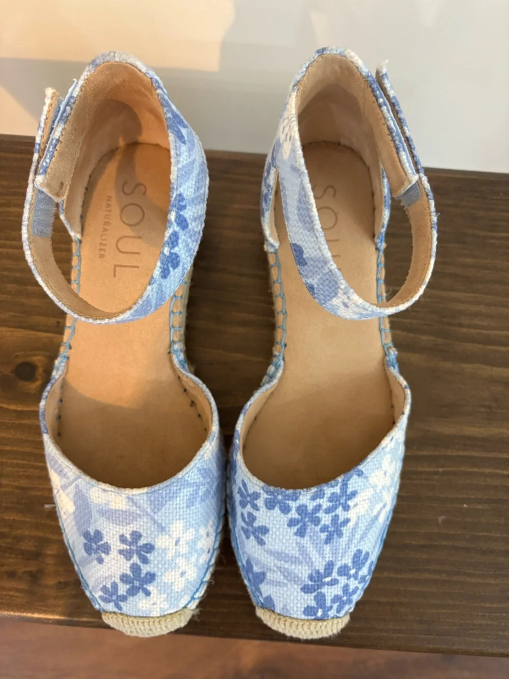 SOUL Naturalizer Wren Espadrille Sandals Light Blue Floral Pattern Size 7W